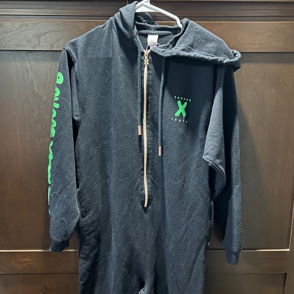 Savage X Fenty Forever Savage Hooded Onesie - Black Caviar - Picture 2 of 3